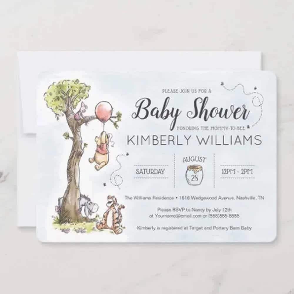 A little cub is on the way! Make the announcement special with our 'Watercolor Pooh | We Can Bearly Wait Baby Shower Invitation.' Everyone's favorite honey-loving bear is here to make your celebration even more memorable.